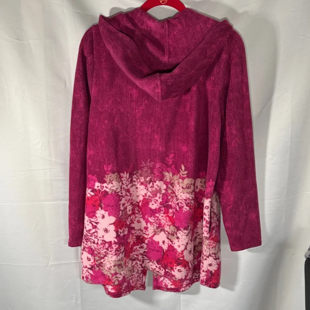 Cuddl duds Women's Pink Hooded Jacket with Floral Design SZ XL - Picture 5 of 5